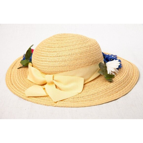 Vintage 1960\'s Women\'s Hat Styled By Cinderella New York Straw With Flowers main image 3